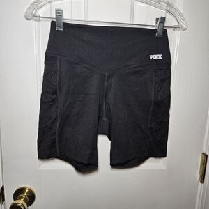 Victoria Secret Pink Sport Short Women's Black Small Elastic Waist Side Pockets!